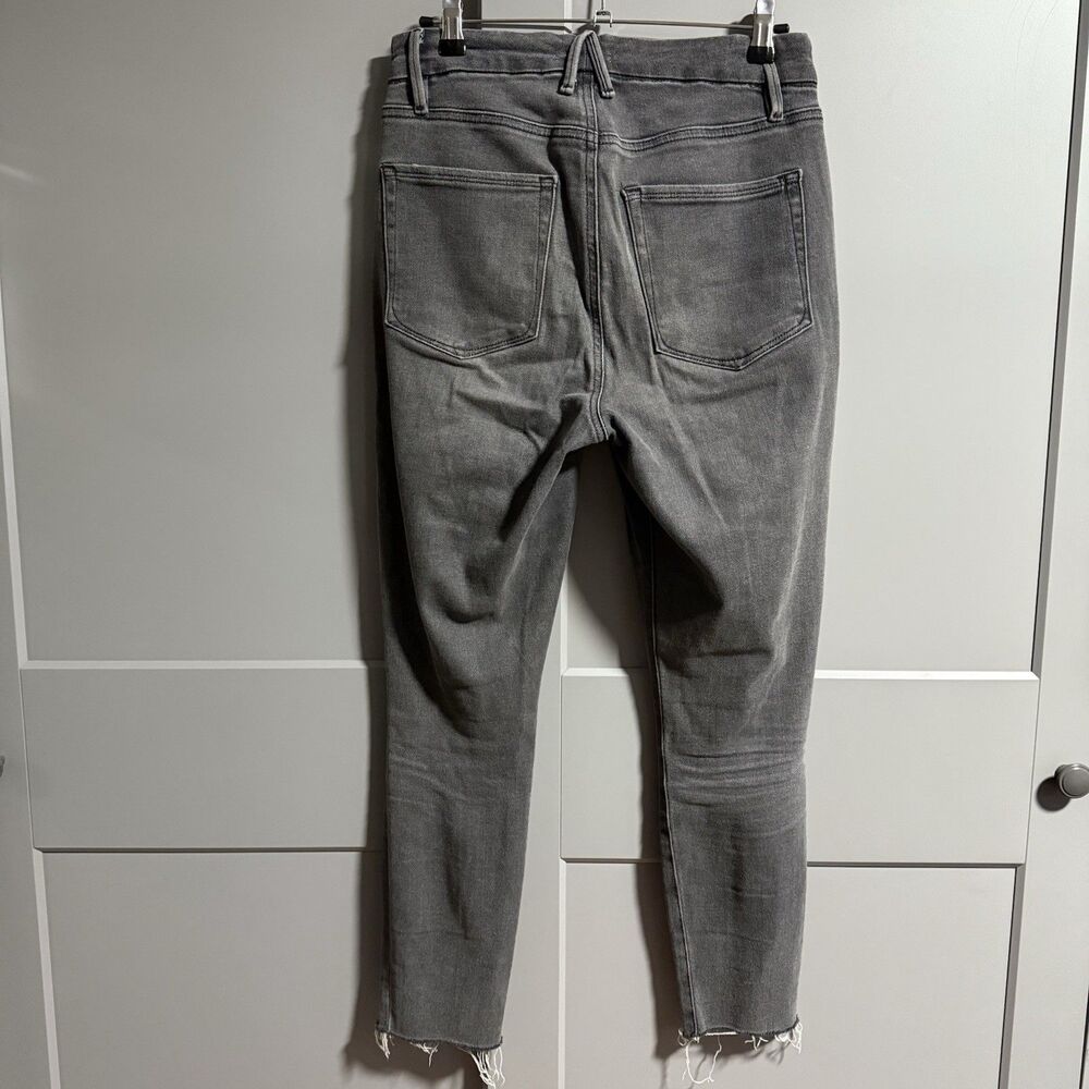 Good American Good Waist Crop Raw Hem Denim Skinny Jeans Black 8/29 GWCRH419T - Picture 5 of 9